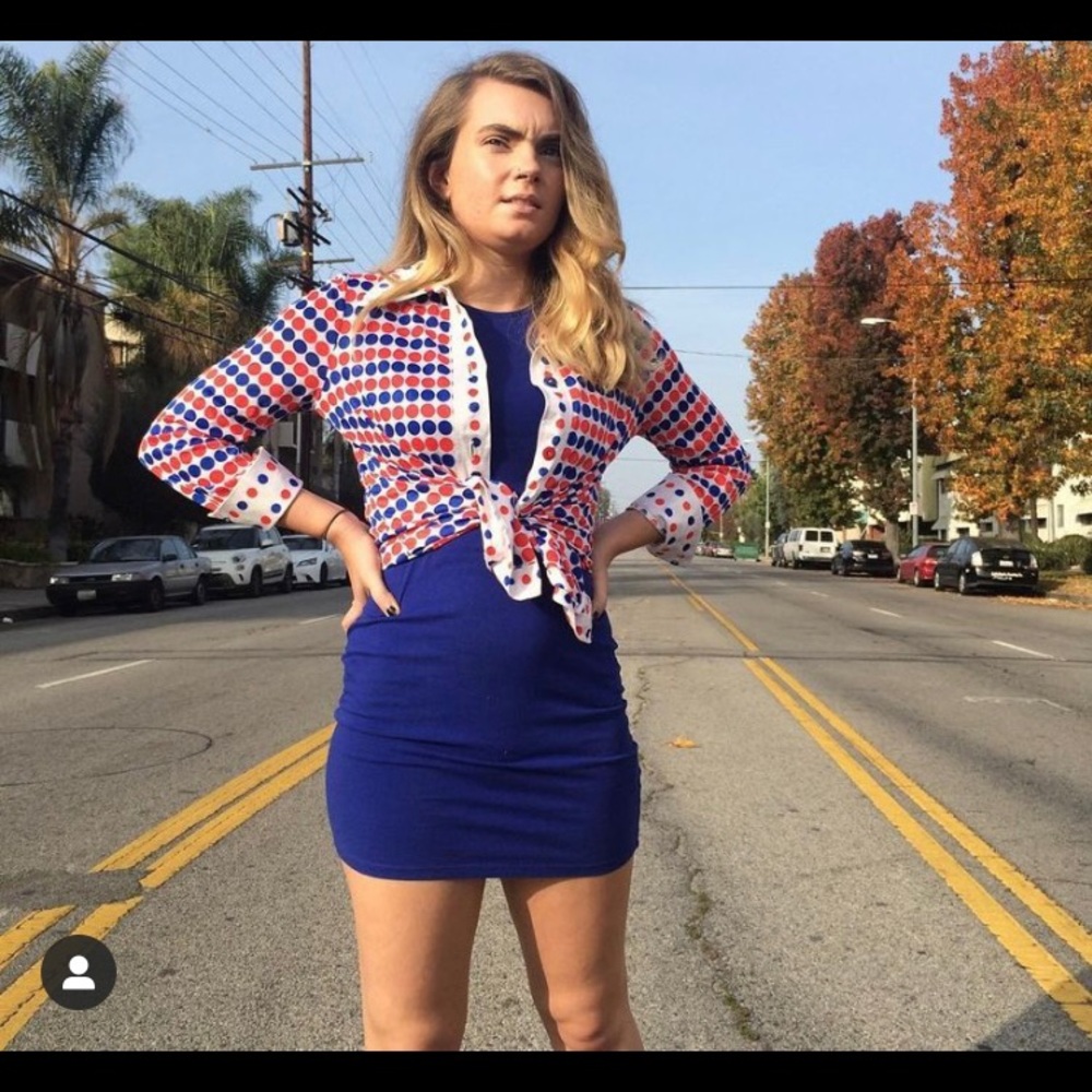 SEXY SUMMER H&M sexy cobalt blue high neck cotton mini dress